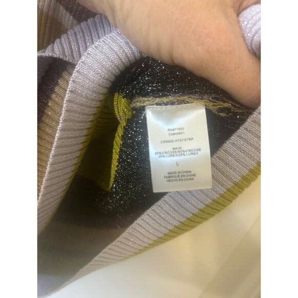 CHASER Harper Haight Street Striped Faux Wrap Multi Color Sweater Large NWOT - Picture 9 of 9